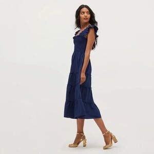 Hill House Home Ellie Nap Dress in Navy Wrinkle Resistant Crepe - Size Small